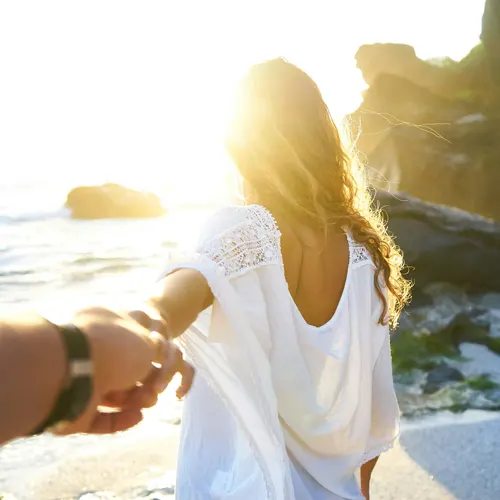 happy couple on the beach