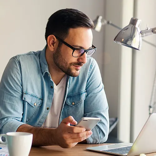 man at desk