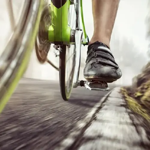 man riding bike